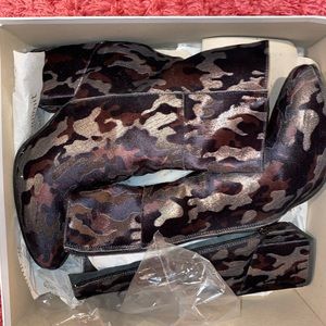 Chic black, brown and gold boots